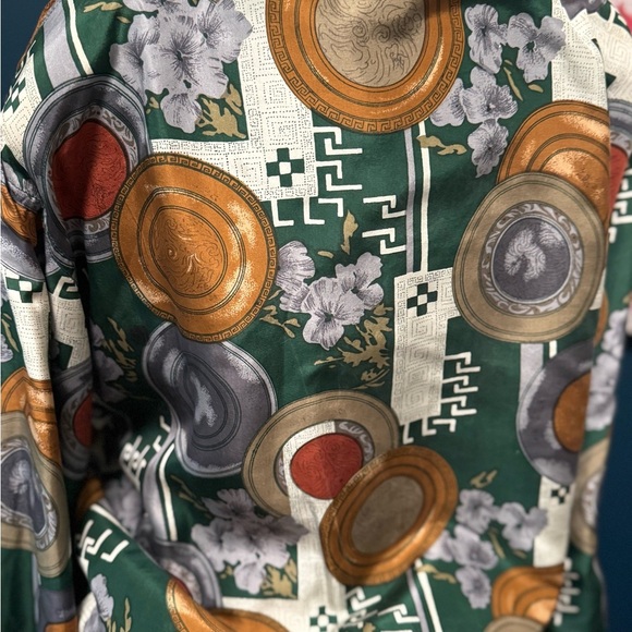 Fuda Stylish Green Silk Patterned Women's Jacket M - Picture 9 of 9